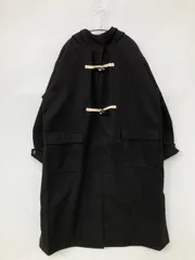 ダッフルコート M ブラック 無地 ロング丈 フードあり