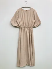 COLZA コルザ ワンピース S ベージュ 無地 半袖 ロング・マキシ丈 フレア