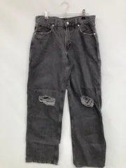 GAP ギャップ デニムパンツ 26 ブラック フルレングス 無地 ワイド・ルーズ ストレート ローライズ クラッシュ・ダメージ