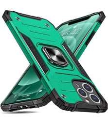 iPhone 11 Pro Max용 케이스 링 부착 충격 흡수 내충격 낙하 방지 미국 군사 MIL 표준 취득 스탠드 기능 PC+TPU 이중 구조 방진 박형 경량 일체형 360도 회전 전면 보호 커버 아이폰용 케이스 녹색 MJJ-SJ-1051