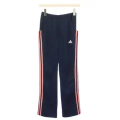 アディダス adidas トラックパンツ スラックス イージー ウエストゴム ストレッチ バイカラー サイドライン 160cm 紺 ネイビー ピンク /BB ■GY58