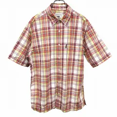 【中古】[印象AB] element of SIMPLE LIFE エレメントオブシンプルライフ シャツ メンズ L サーモンピンク系×赤系×緑×青系×白系 綿100% 胸ポケット付き ボックスカット 裾の両側にスリット チェック 半袖のサムネイル