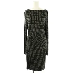 トーマスマイヤー TOMAS MAIER ストレッチワンピース 膝丈 総柄 長袖 2 グレー ブラック /HK ■OS