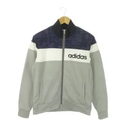 アディダス adidas ジャケット ゴルフ L グレー 紺 ネイビー 長袖 スタンドカラー 切り替えデザイン /AO14 ■ECA003
