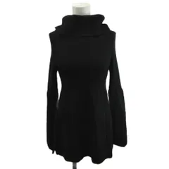 23区 オンワード樫山 ニット セーター ウール 38 黒 ブラック オフタートルネック 長袖 ベルスリーブ /KK ■ECB002