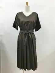 シンプリシティエ Simplicite ワンピース F ベルト付き ブラウン系 半袖 マーメイド マキシ丈 両ポケット付き 未使用 2509WR126