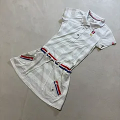 【ゴルフ女子必見】 FILA GOLF （フィラゴルフ） 半袖ポロワンピース トリコロールカラー ボーダー エンブレム刺繍 鹿の子 春夏 ゴルフウェア