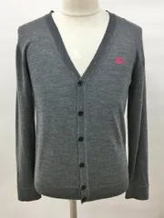 バーバリーブラックレーベル BURBERRY BLACK LABEL ニットカーディガン 2 グレー ホースロゴ刺繍 ロゴボタン 2512WR089