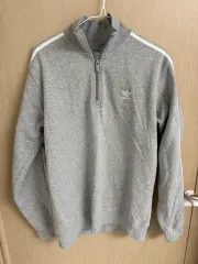 アディダス 3本線 起毛 ハーフジップアップ スウェット M