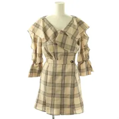 スナイデル SNIDEL フリルミニワンピ 七分袖 チェック 0 ベージュ ブラック /DO ■OS