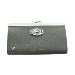 ADMJ アクセソワ Accessoires De Mademoiselle 長財布 ウォレット がま口 レザー ラインストーン ロゴ グレー ■GY18 /MQのサムネイル