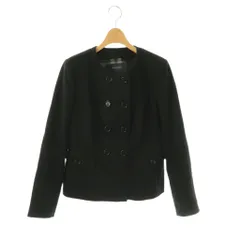 バーバリー ロンドン BURBERRY LONDON ジャケット ノーカラー 40 黒 ブラック ダブルブレスト ラウンドネック /GP ■ECD002