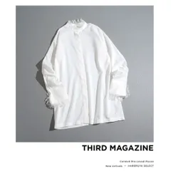 294t*美品 THIRD MAGAZINE サードマガジン コットンシルク レースネック レース袖 バンドカラーブラウス 9 M ホワイトのサムネイル