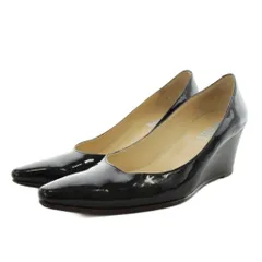 バーニーズニューヨーク BARNEYS NEW YORK パンプス ポインテッドトゥ ウェッジソール エナメル 37 黒 ブラック /AN67のサムネイル