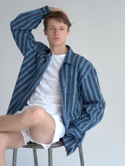 Marvine Pontiak Shirt Makers マービンポンティアックシャツメーカーズ Open Collar Shirts MPSM-1903S NAVY*SAX オープンカラー シャツのサムネイル
