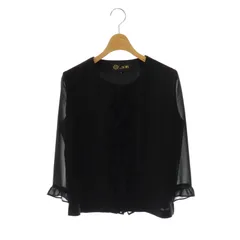 東京ソワール TOKYO SOIR フォーマル シャツ ブラウス 七分袖 フリル 9 黒 /DF