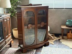 オーク材 アンティーク ショーケース ガラスキャビネット 個性的 GZ