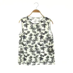 トゥモローランドコレクション TOMORROWLAND collection 刺繍ノースリーブブラウス プルオーバー 花柄 36 ネイビー ホワイト /CX ■OS