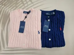 ポロラルフローレン ケーブルニット カーディガン ピンク/ネイビー