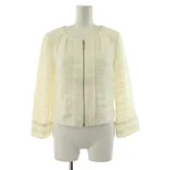 ボディドレッシングデラックス BODY DRESSING Deluxe ノーカラージャケット ブルゾン ジップアップ ツイード36 白 ホワイト /KU ■ECB001のサムネイル