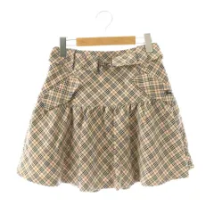 バーバリーブルーレーベル BURBERRY BLUE LABEL チェック スカート ミニ ベルト付き 36 ベージュ /HK ■OS