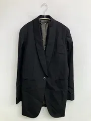DEUXIEME CLASSE テーラードジャケット 38 ブラック ウール・ニット シルク 無地 ミドル丈 フードなし シングル