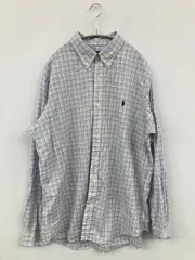 Ralph Lauren ラルフローレン シャツ/ブラウス XL ホワイト コットン チェック柄 ワンポイント ブランドロゴ ミドル丈 長袖 ボタンダウン レギュラーカラー