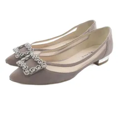 ダイアナ DIANA ビジューバックル パンプス スエード 切替 23.5cm ピンクベージュ