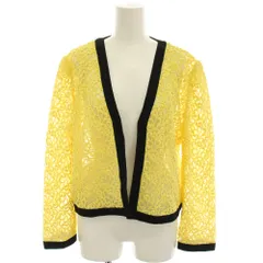 ジバンシィ GIVENCHY グラマー GLAMOUR レースジャケット ノーカラージャケット アウター トッパー 総柄 シアー 15 黄 イエロー 黒 ブラック 4I3027-88 /YT ■ECC002のサムネイル