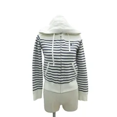 ポロ ラルフローレン POLO RALPH LAUREN ジャケット パーカー 上着 ミドル丈 ボーダー柄 裏起毛 ジップアップ S 白 紺 /SY29 ■ECD001