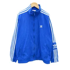 アディダスオリジナルス adidas originals トラックジャケット 上着 ミドル丈 XOT ブルー スタンドカラー スリーライン ロゴ刺繍 ジップアップ /SY19 ■ECA001