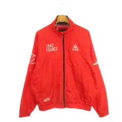ルコックスポルティフ le coq sportif GOLF COLLECTION ウィンドブレーカー ジャケット 2way 半袖 長袖 ロゴ刺繍 L 赤 レッド /AH4 ■ECD001