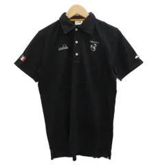 エレッセ ellesse ポロシャツ L 黒 ポロカラー 半袖 ロゴ刺繍 /SY68 ■ECA002