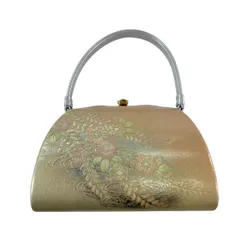 和装バッグ 優品 フォーマル 斜縞 金糸 金色 正絹 和装小物  【中古】