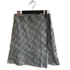 バーバリーブルーレーベル BURBERRY BLUE LABEL フレア ラップスカート ノバチェック 36 水色 ブルー ■WGA