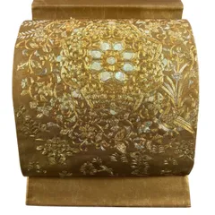 袋帯 名品 関西仕立て 華文 草花 金糸 螺鈿 金色 お太鼓柄 正絹 【中古】