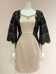 1422 Tika ティカ キャバクラ ドレス ミニ レース パール ストーン キャバドレス M