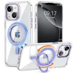 【新品】 KMAMBNG iPhone 14 / 13 用 ケース 縦横両対応 リング 【多機能360度回転スタンド】MagSafe対応 ワイヤレス充電対応 半透明マット スマホケース 米軍規格 耐衝撃 カメラレンズ保護 車載ホルダー用 アイフォン 13 1