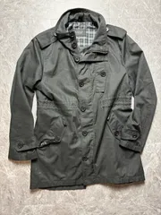 【訳あり格安】バーバリーブラックレーベル スタンドカラーコート M 黒 グレー 希少アーカイブ ノバチェック BURBERRY