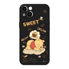 【新品】 対応 iPhone14 ケース くまのプーさん アイフォン14 用保護カバー かわいい キャラクター ディズニー スマホケース 6.1インチ ブラック