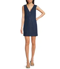 ファレティ レディース トップス ワンピース Vネック A ライン ミニワンピース ミニ ノースリーブ Faherty Azure Woven VNeck Sleeveless A Line Mini Dress Dusk Dive Wash