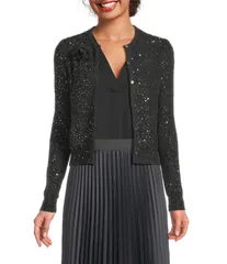 マレーラ レディース アウター ニット・セーター クルーネック スパンコール カーディガン Marella Saba Sequin Knit Crew Neck Long Sleeve Cardigaのサムネイル