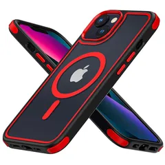 【新品】 MobNano iPhone 14 ケース iPhone 13 ケース MagSafe対応 【強力磁石搭載・米軍MIL規格】 耐衝撃 クリア 透明 PC 背面 + TPU バンパー 衝撃吸収 コーナーガード 撞色デザイン 頑丈 黄変防止 マグセー 0