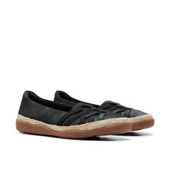 クラークス レディース シューズ サンダル Clarks Elaina Petal Black Suede ブラック