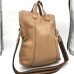 TOD’S トッズ 2way トートバッグ ショルダーバッグ レザー ベージュ サイン