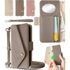 【新品】 LIISEA 手帳型 ケース iphone 対応 14pro プロ 14 pro 手帳 スマホケース ショルダー カード 収納 外側 収納ポケット 2本 ストラップ 付き 鏡 ミラー いphone用の 携帯ケース 可愛い スマホショルダー おしゃ 1