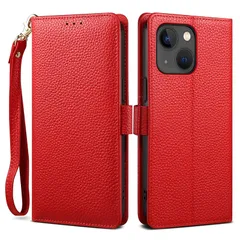 【新品】 【 2023 新登場! 高級シュリンクカーフレザー】iPhone 14 ケース iPhone 13 ケース 手帳型 本革 牛革 カード収納 サイドマグネット式 横置きスタンド機能付き 上下にストラップホール付き ストラップ付 アイフォン 14 アイフ