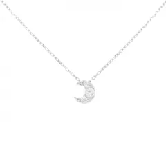 K18WG ムーン ダイヤモンド ネックレス 0.16CT