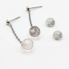 💎新品　プラチナ ローズクォーツ ピアス 【10月誕生石】Pt900刻印 揺れる