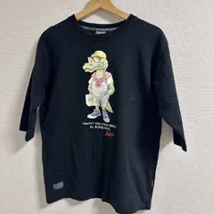 (^w^)b B ONE SOUL ビーワンソウル Tシャツ キャラクタープリント CROCODILE デイリーユース クルーネック  クロコダイル カットソー カジュアル アニマル柄 黒 クロ ブラック メンズ サイズ L OM11686HG